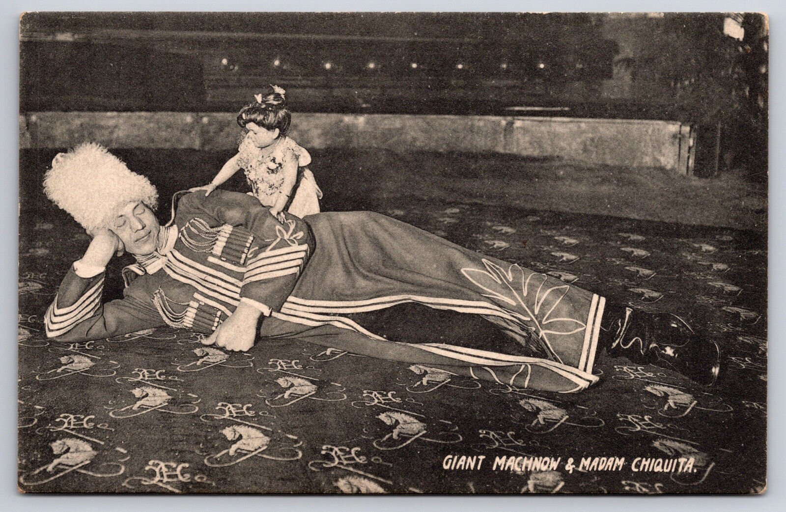 Circus Giant Machnow & Madam Chiquita Midget 1905 Vtg RPPC Real Photo Postcard