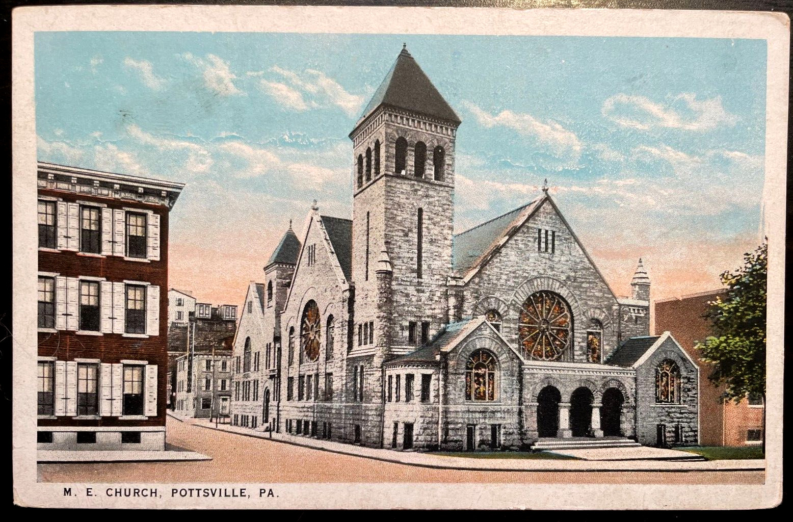 Vintage Postcard 1923 M.E. Church, Pottsville, PA