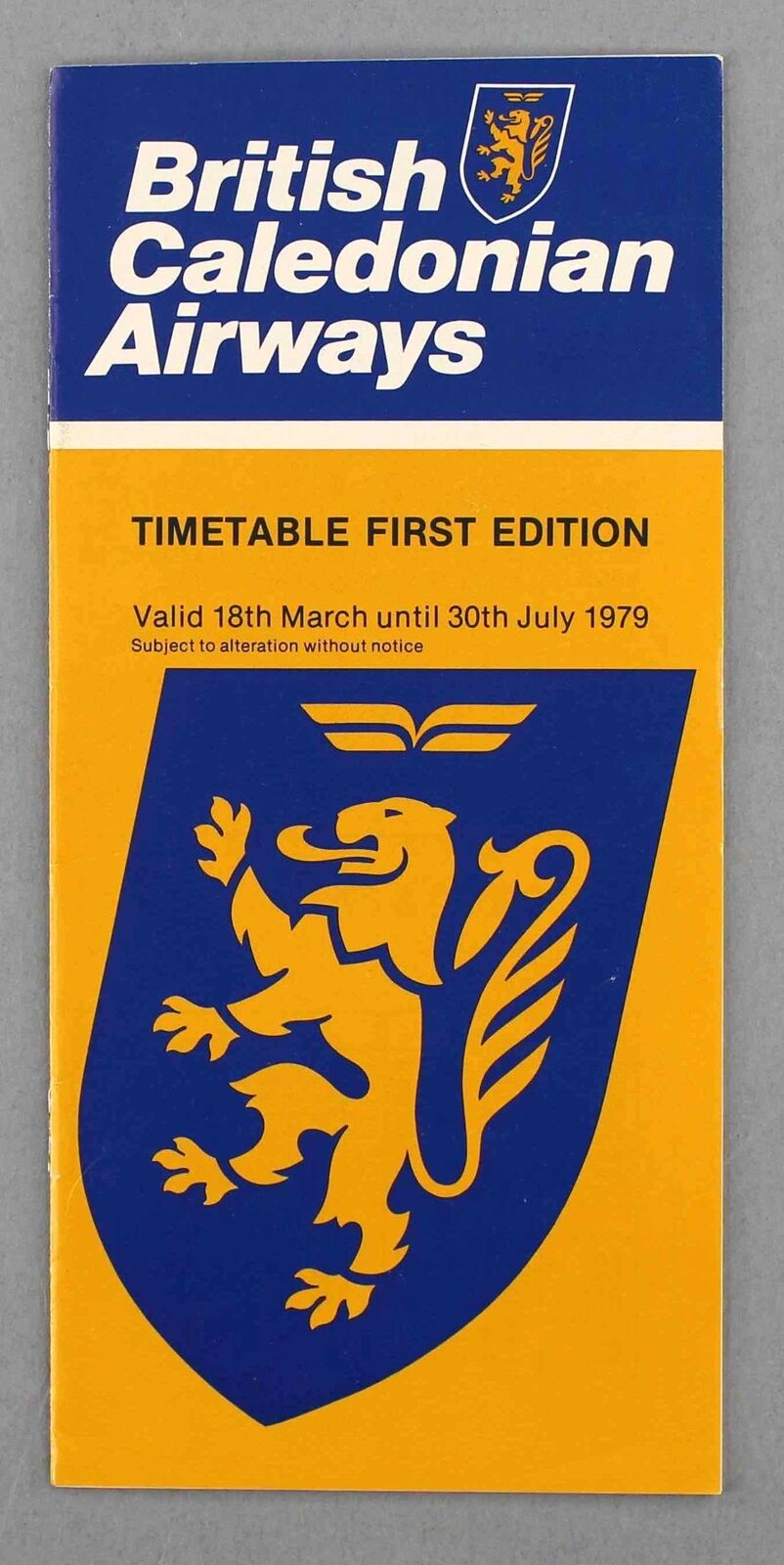 BRITISH CALEDONIAN AIRWAYS AIRLINE TIMETABLE SUMMER 1979 BCAL FIRST EDITION