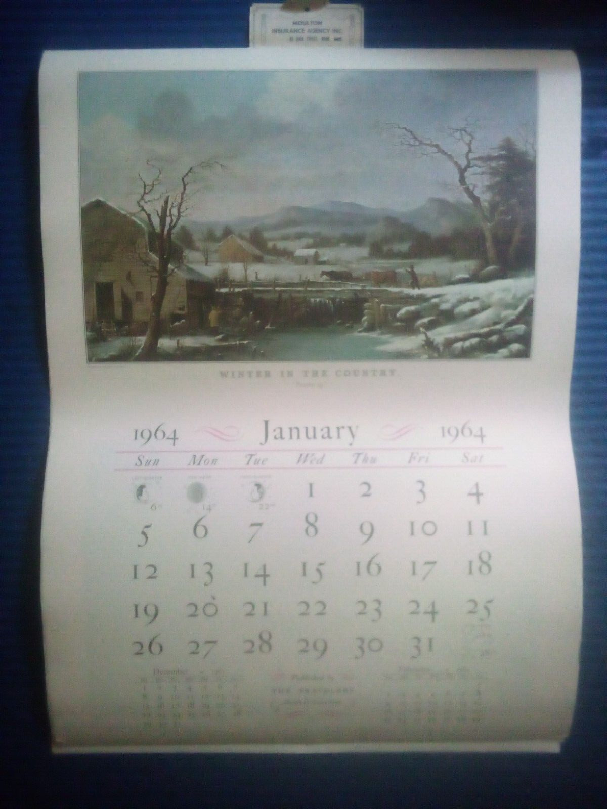 Vintage 1965 22''X16'' Travelers Insurance Wall Calendar ART PRINTS BEAUTIFUL