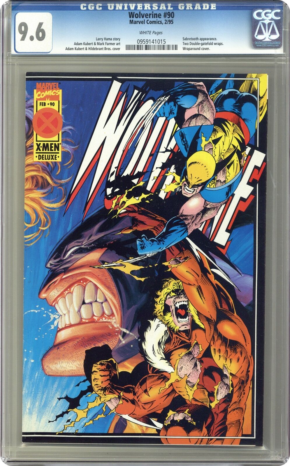 Wolverine #90 Kubert Deluxe Direct Variant w/o cards CGC 9.6 1995 0959141015