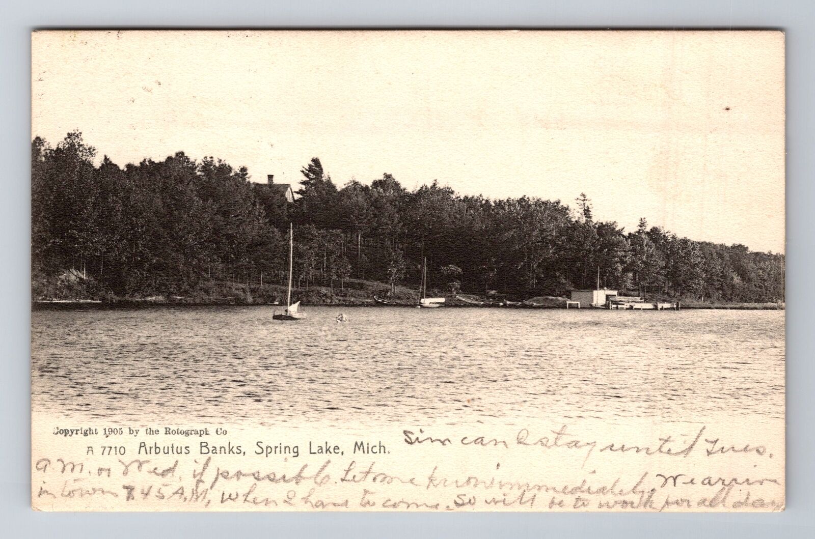 Spring Lake MI-Michigan, Arbutus Banks, Antique, Vintage Postcard