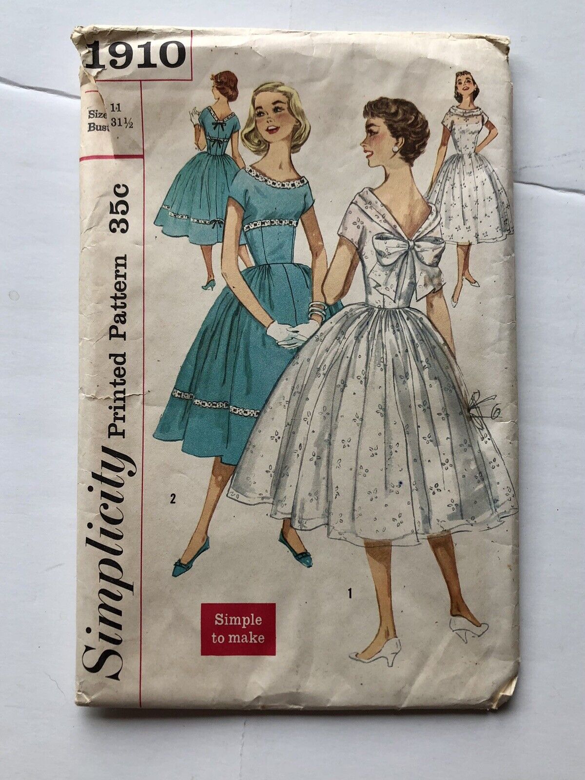 Vintage FF Simplicity Primer Sewing Pattern #1910 Junior Misses  Teen Age Dress