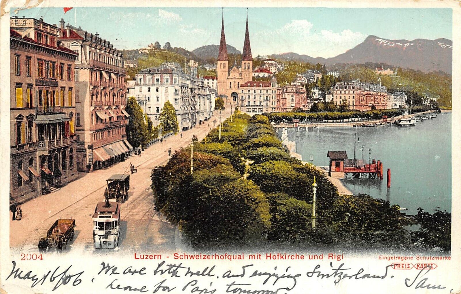 Lucerne Switzerland Luzern Suisse 1906 Postcard Schweizerhofquai mit Hofkiche