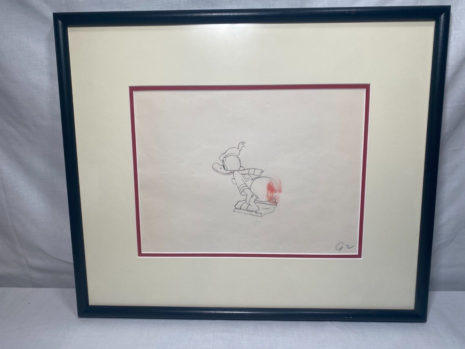 1939 Disney Donald Duck Hockey Champ Original Animation Drawing Pencil on Paper
