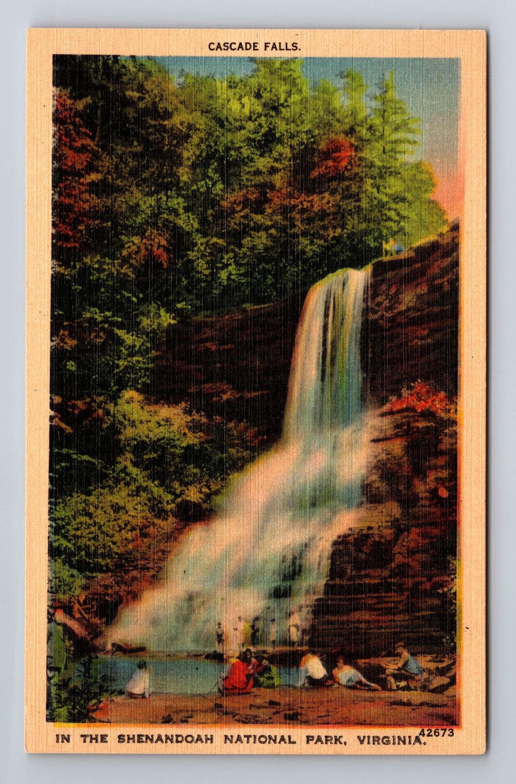 VA-Virginia, Cascade Falls, Antique, Vintage Souvenir Postcard