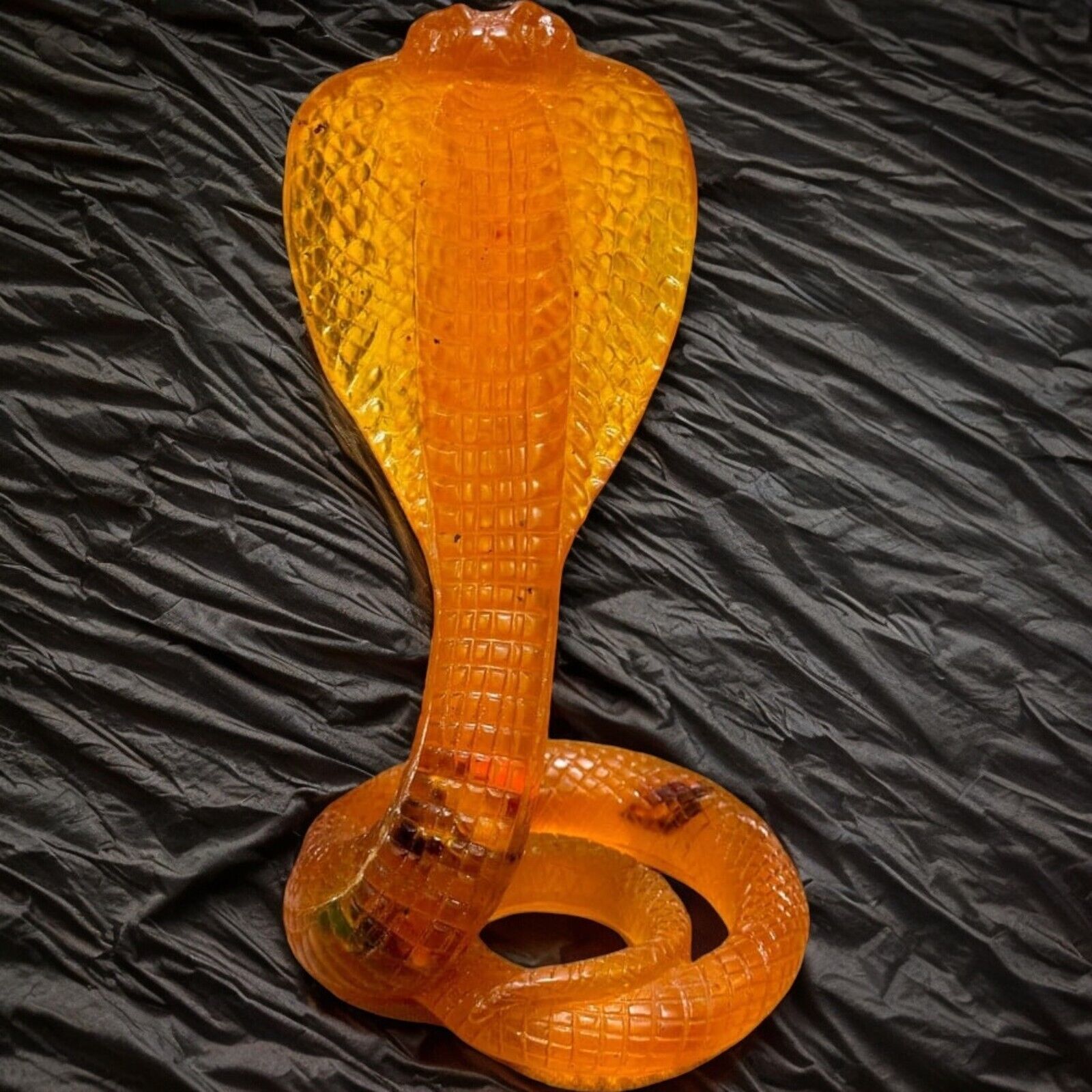 ANCIENT EGYPTIAN ANTIQUITIES Statue Wadjet Cobra Snake Made Amber Stone Rare BC