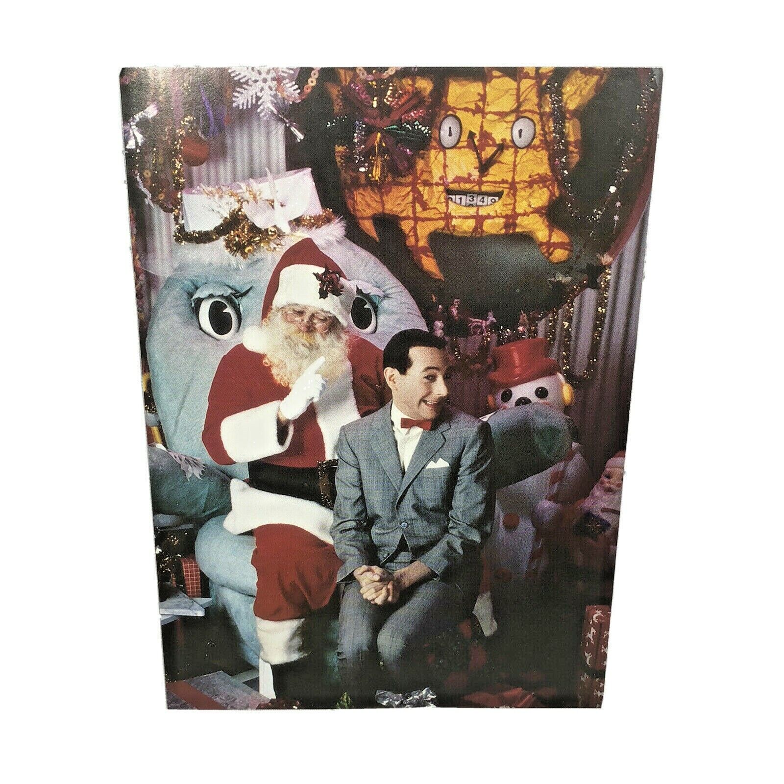Vtg PEE-WEE HERMAN'S PLAYHOUSE Christmas Card on Chairry and Lap of Santa Claus
