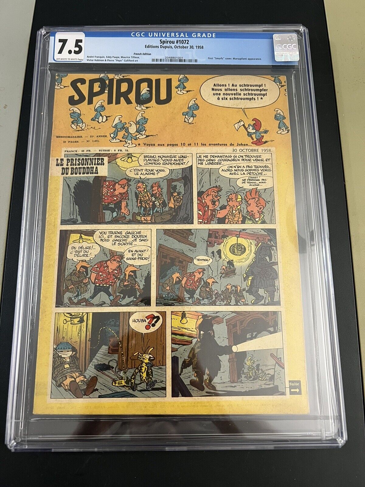 Spirou #1072 7.5 CGC OW/W - 2nd Appearance of Smurfs