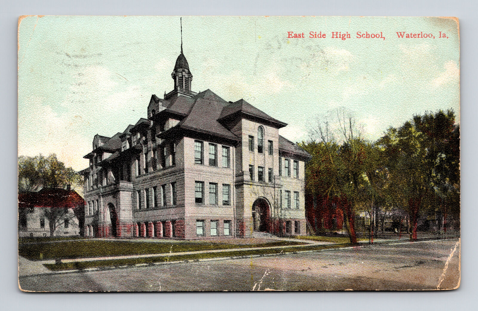 c1910 DB Postcard Waterloo IA Iowa East Side School