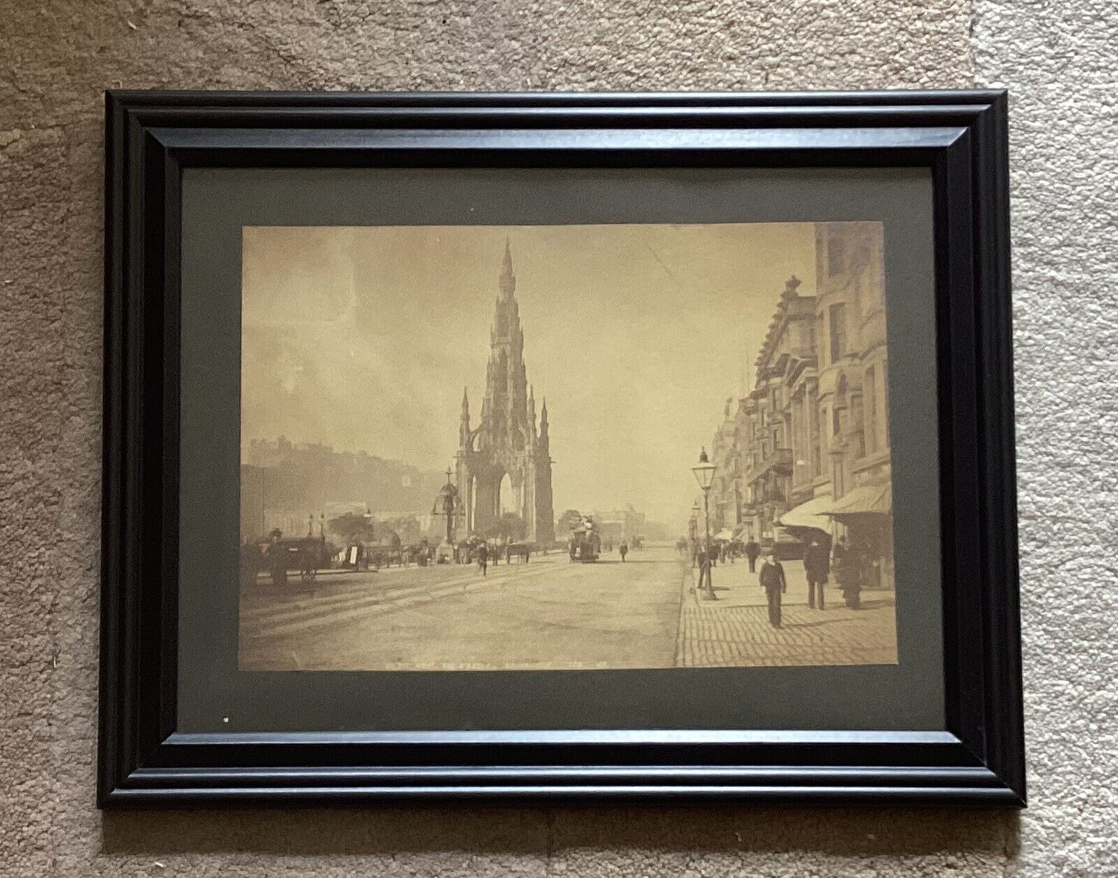 Antique Unique 19th C. 1845 Photograph Of Sir Walter Scott Monument Edinburgh