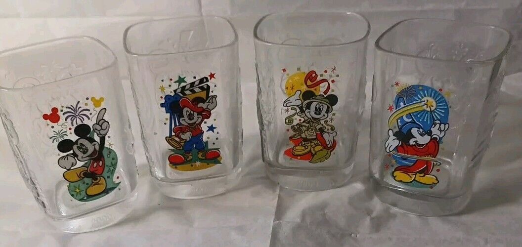 2000 McDonalds Disney Mickey Mouse Millennium Celebration Square Glasses - Set 4