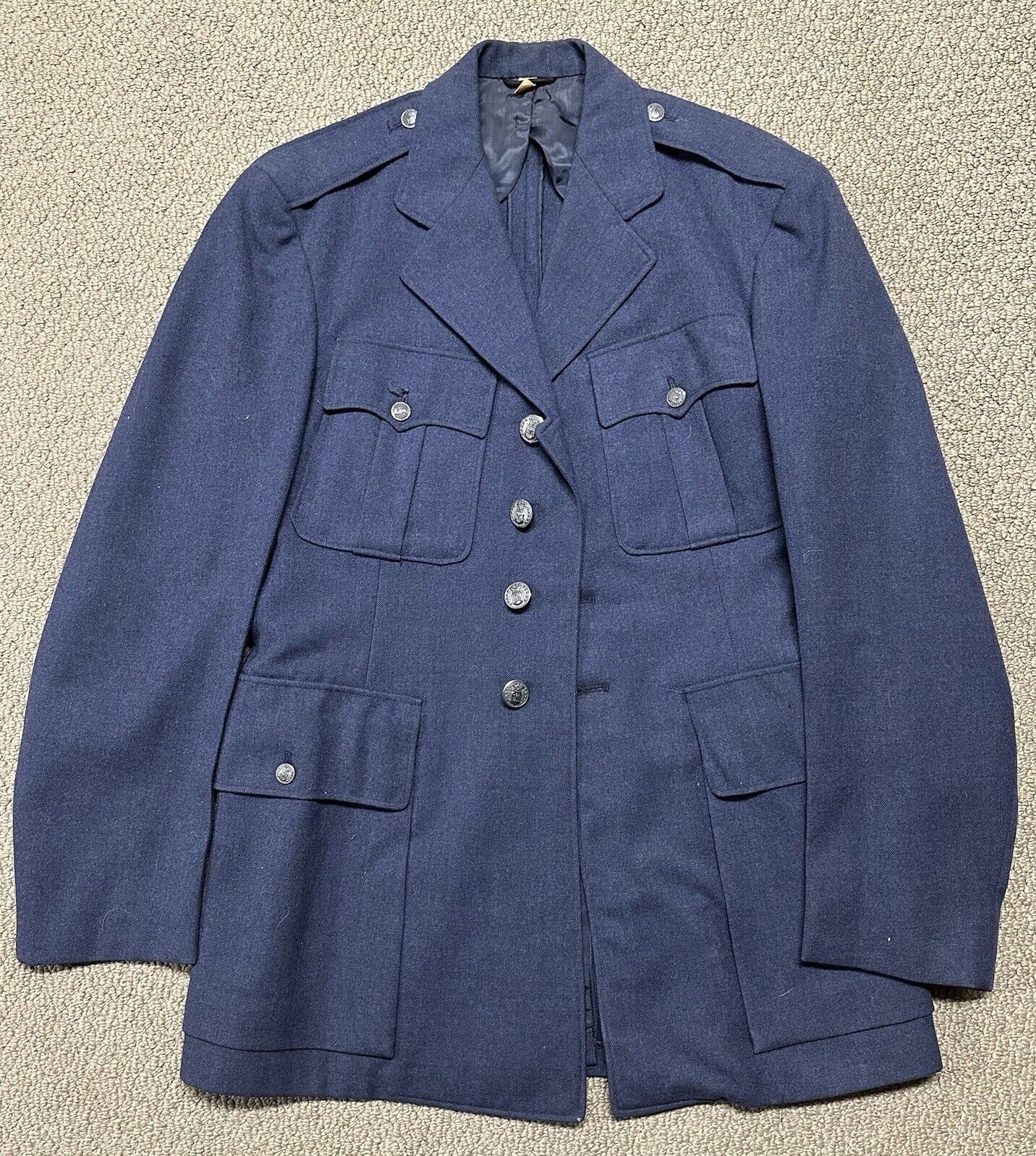 Vintage USAF US Air Force Blue Enlisted Mens Dress Service Coat Jacket 39L