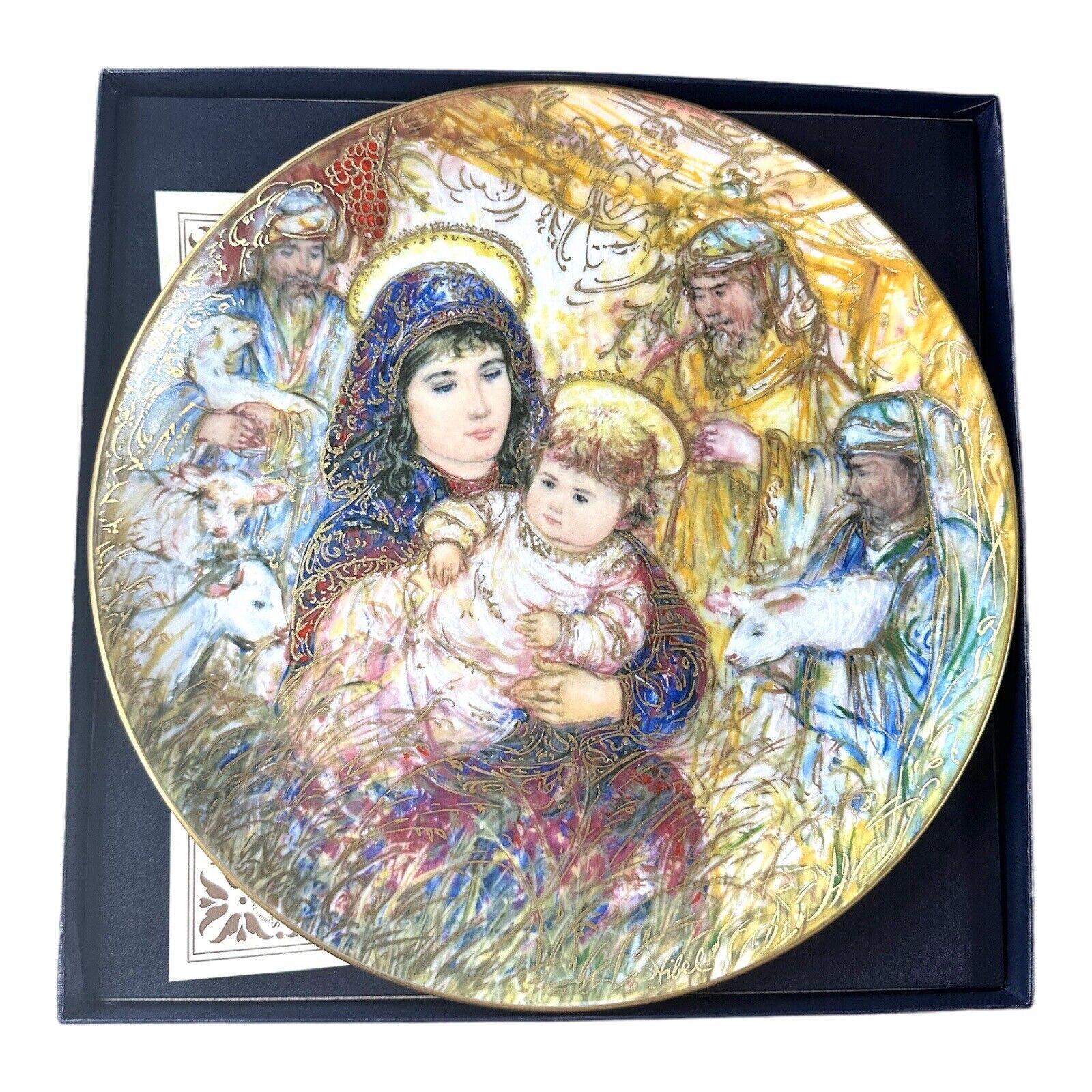 Knowles 1988 Edna Hibel “The Adoration of the Shepherds” Christmas Plate COA