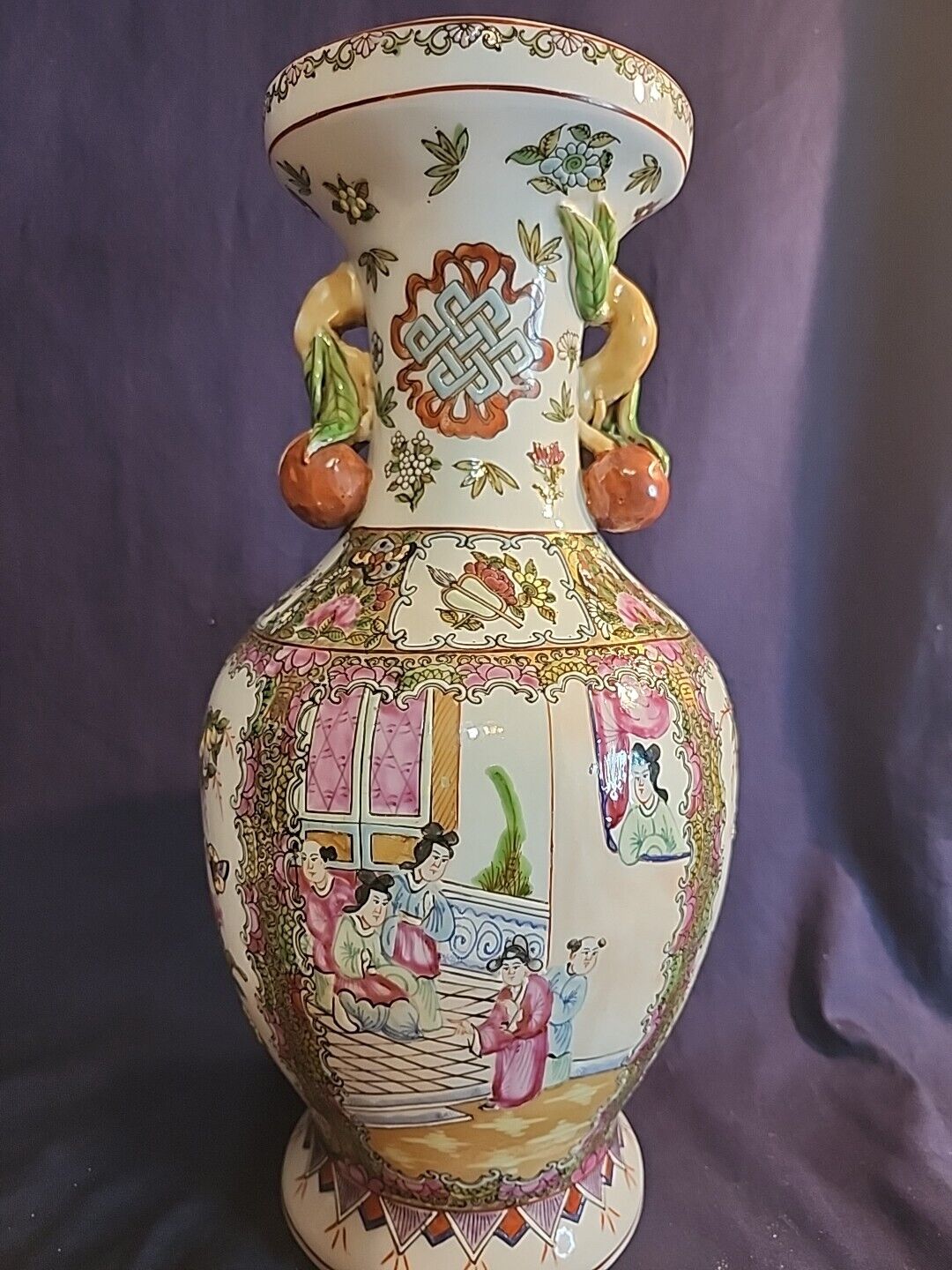 Antique Chinese Qing Qianlong Nian Mark  Zhi Famille Rose Medallion Vase  c1930 