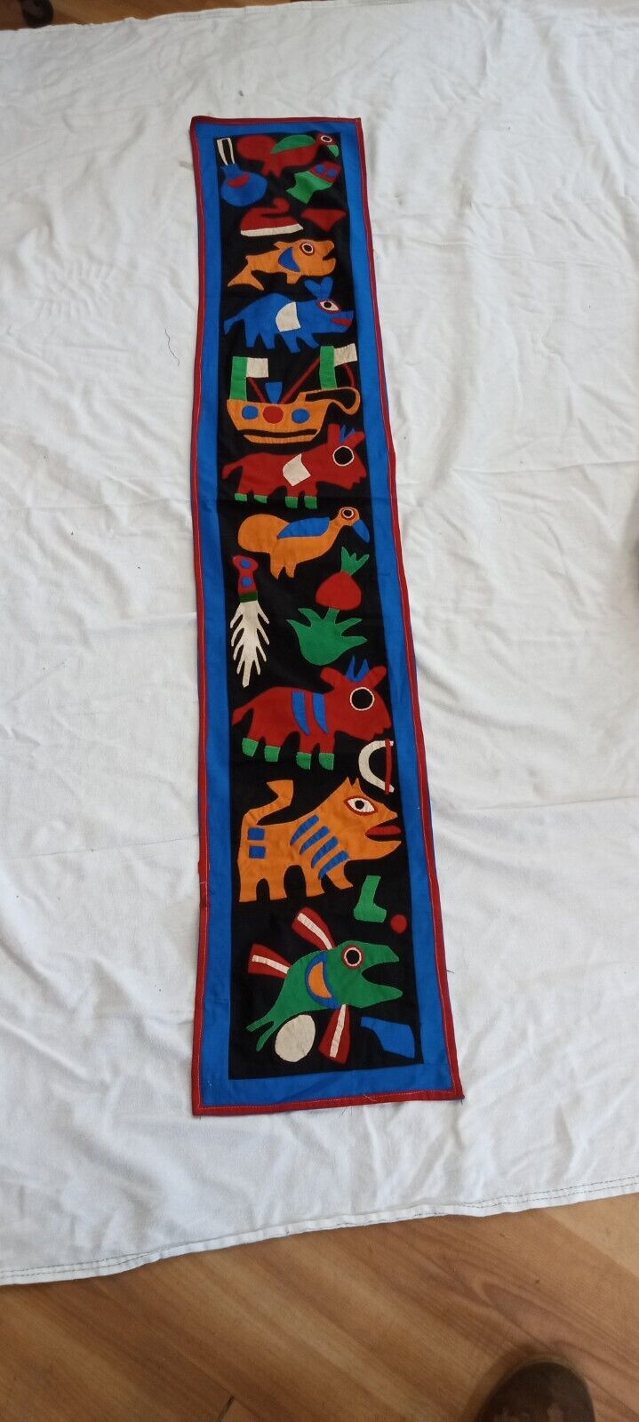 Vtg Dahomey African Wall Tapestry Textile Folk Art