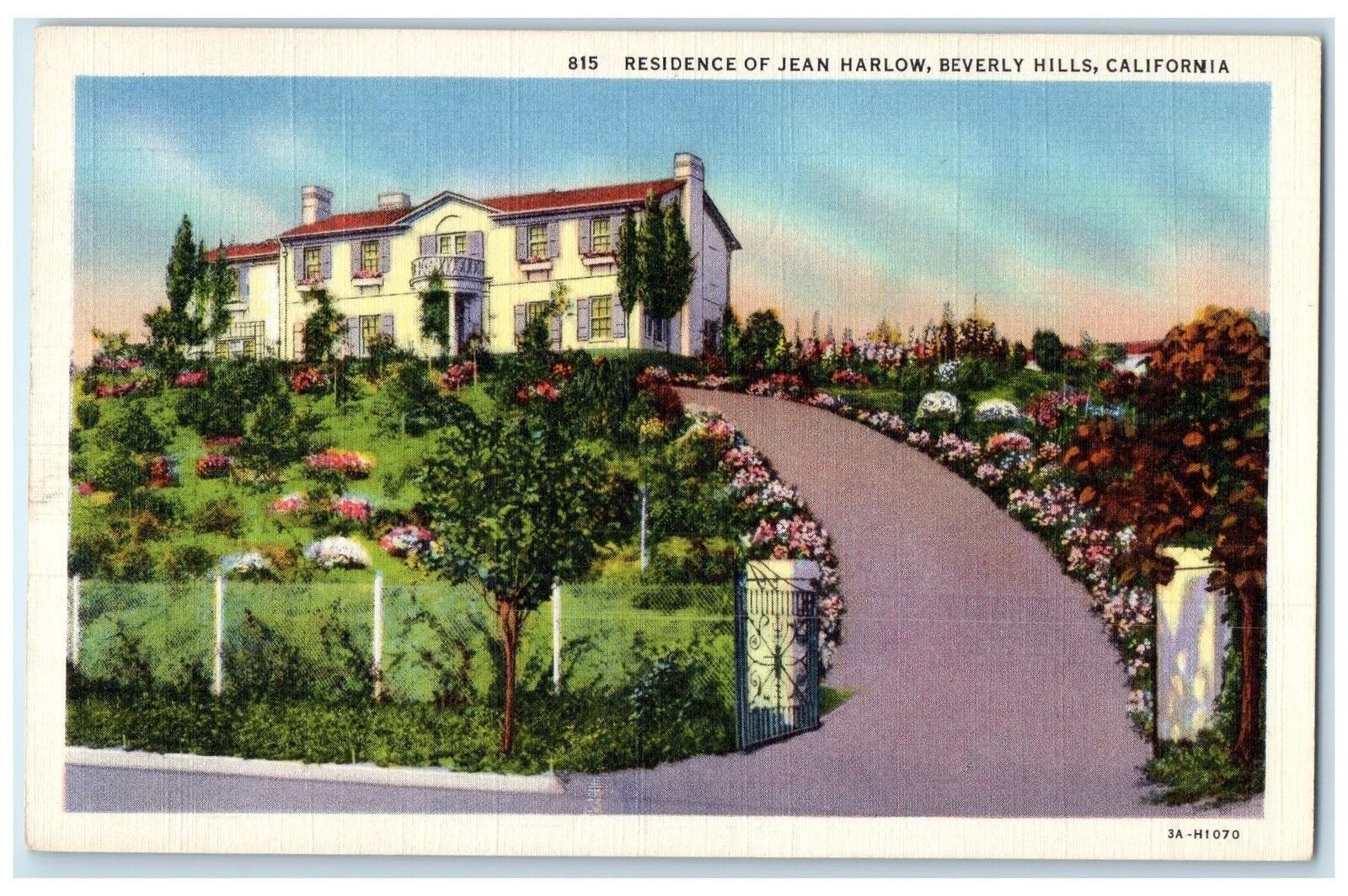 c1940's Residence Of Jean Harlow Exterior Los Angeles California CA Postcard
