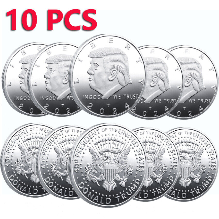 10PCS 2024 Liberty EAGLE Silver Plated Commemorative Coin President Donald Trump