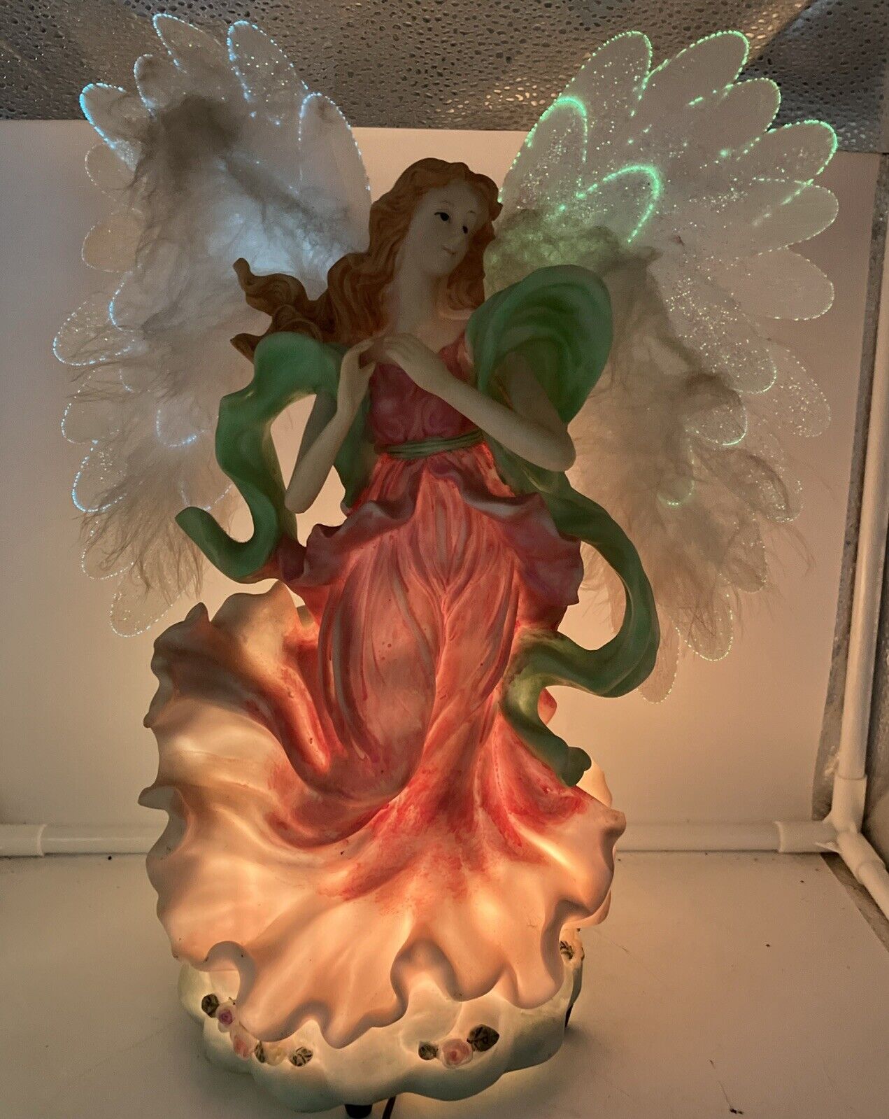 Beatiful Vintage Angel Lamp W/ Animated & Lighted Wings - FAST 