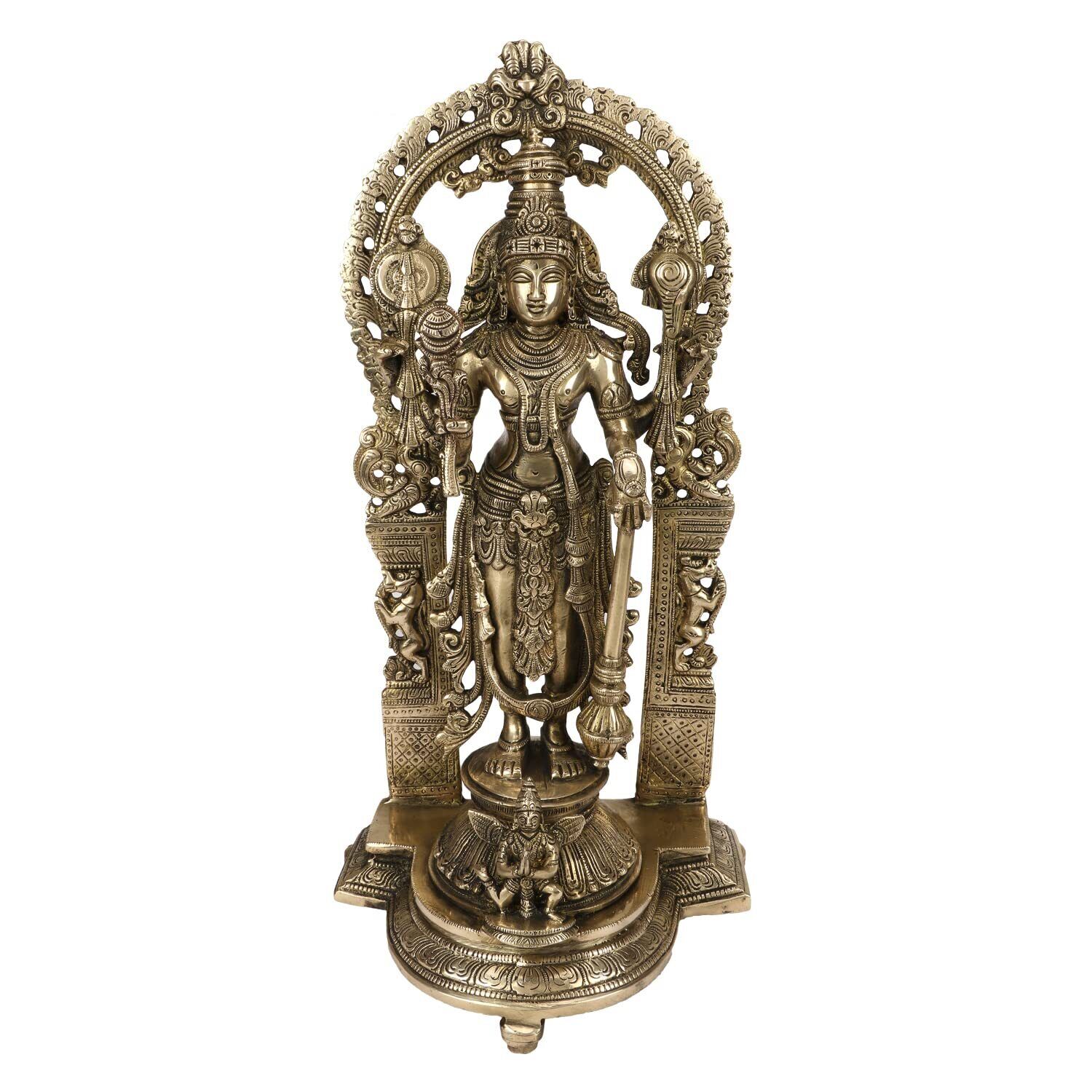 Brass Lord Vishnu Statue Narayan Idol Religious Figurine Home Temple Vastu 16 In