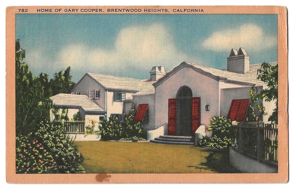 Brentwood Heights California c1940's Gary Cooper Home, Hollywood Movie Star