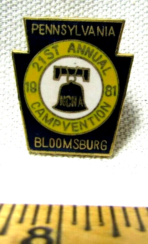 Vintage 1981 21st Annual NCHA Campers Hikers Campvention Pin Bloomsburg PA