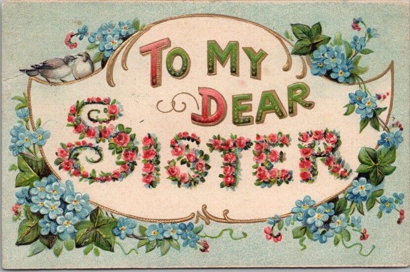 Vintage Large Letter Greetings Postcard \