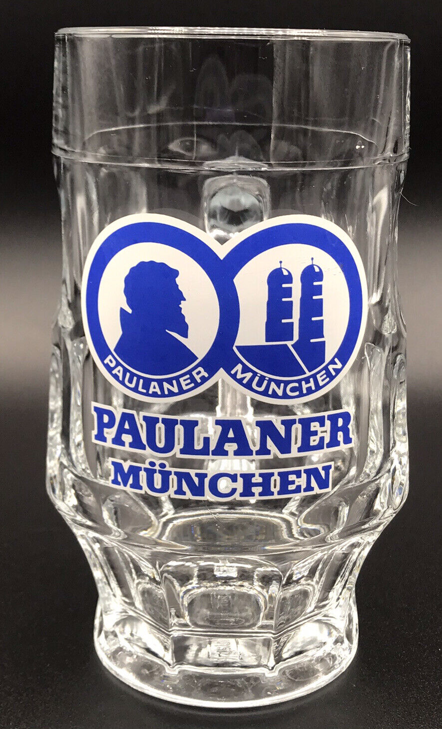 PAULANER MÜNCHEN Beer Dimpled Glass Stein Mug 0.4L Excellent Condition 6” Tall