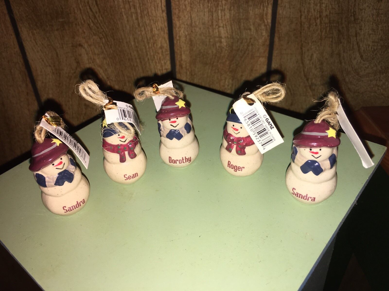 GANZ Ret Ceramic Snowman Ornament with factory Personalized names also Blanks