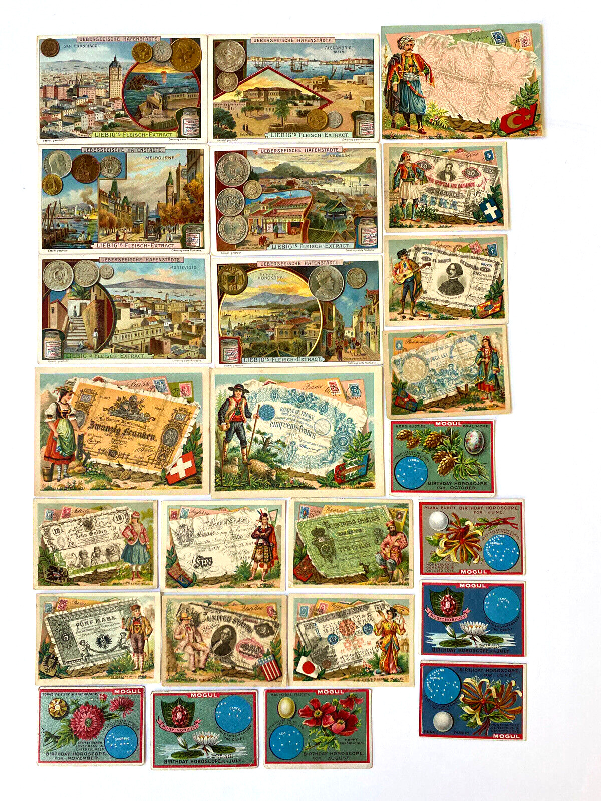 1890s - Mixed Lot of 18 Tobacco Cards Mogul Liebig's