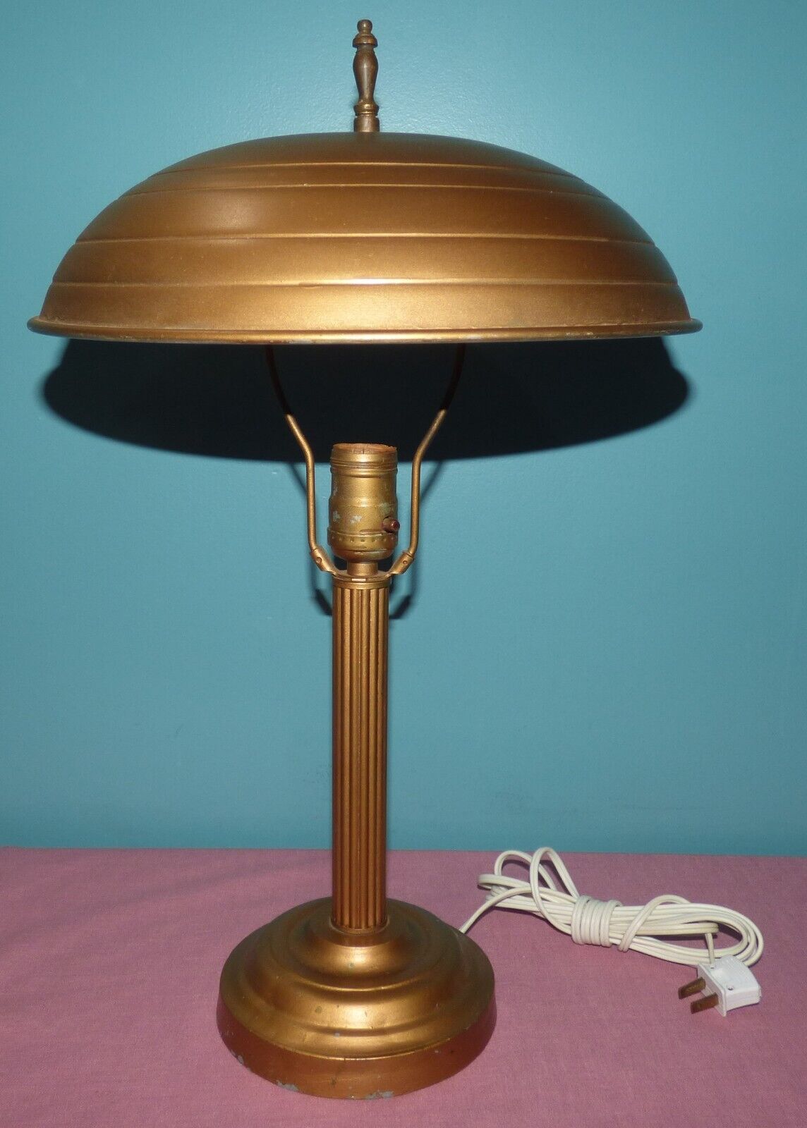 Vintage MCM Art Decco Metal Mushroom Desk Lamp