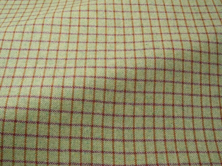 Pierre Frey Herringbone Wool Check Uphol Fabric- Greta Aquagreen 2.1 yd F3644004