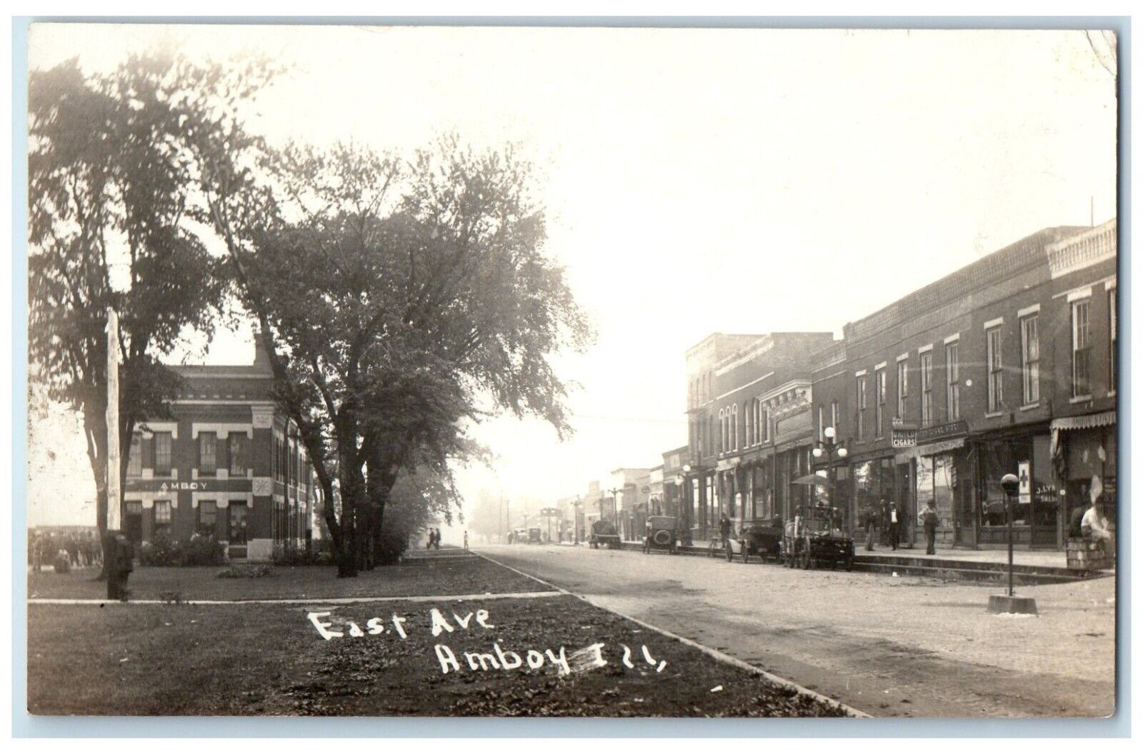 c1910\'s East Avenue Cars Cigars Amboy Illinois IL RPPC Photo Antique Postcard