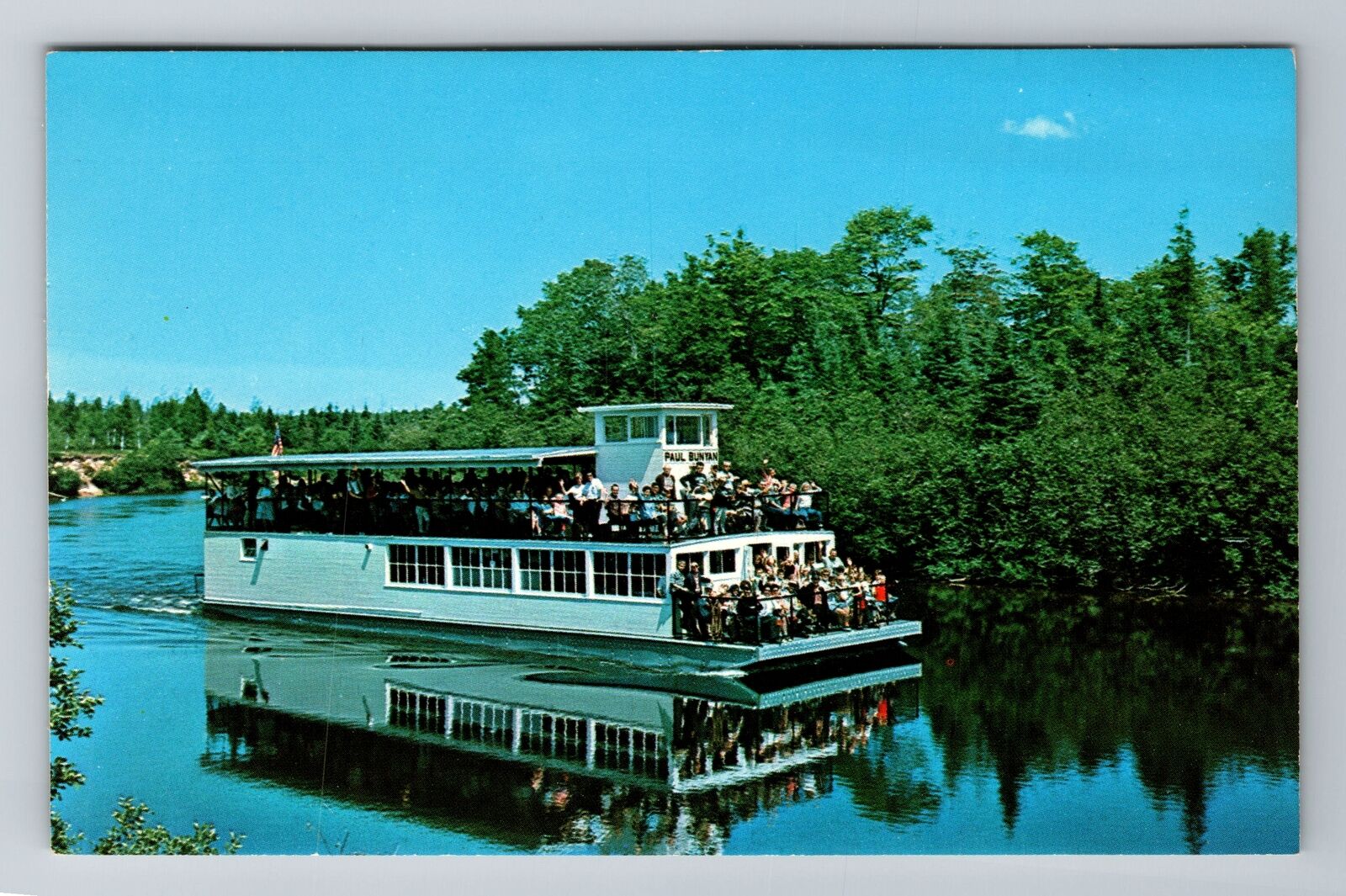 Soo Junction MI-Michigan, New River Boat Paul Bunyan, Antique, Vintage Postcard