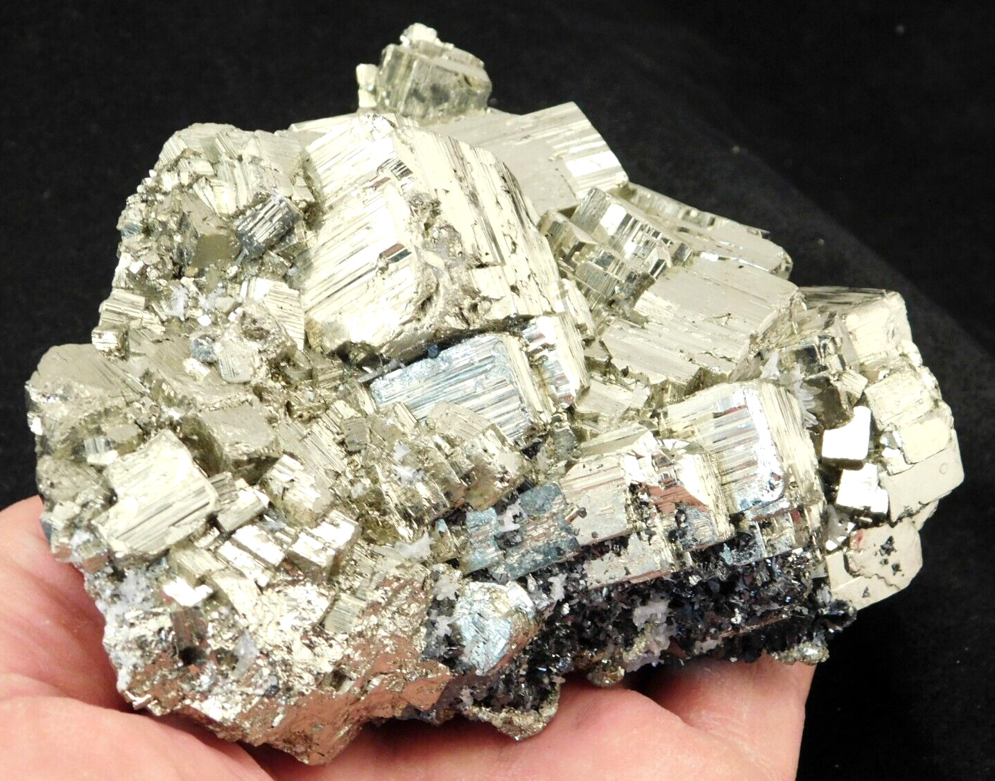 BIG STEPPED Pyrite Crystal CUBE Cluster w Sphalerite 100% Natural Peru 985gr