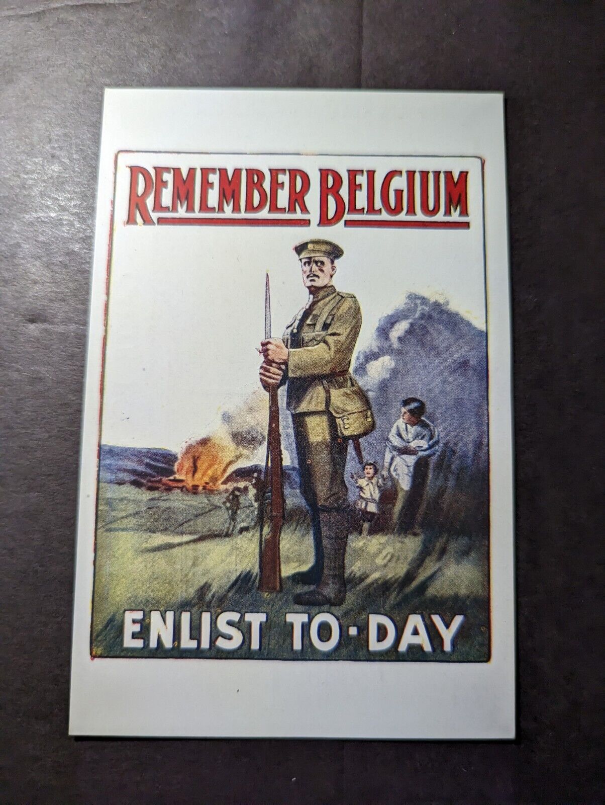 Mint France Recruitment Advertisement WWI Postcard Remember Belgium Enlist Today