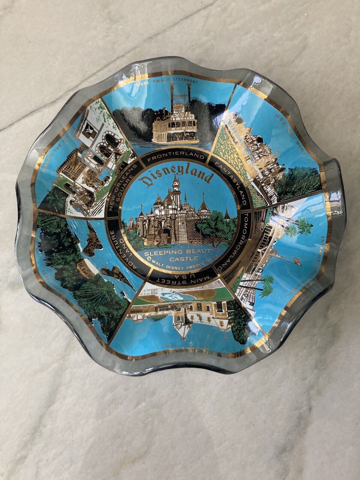 Vintage Disneyland Souvenir Plate Sleeping Beauty's Castle Ruffled Edges