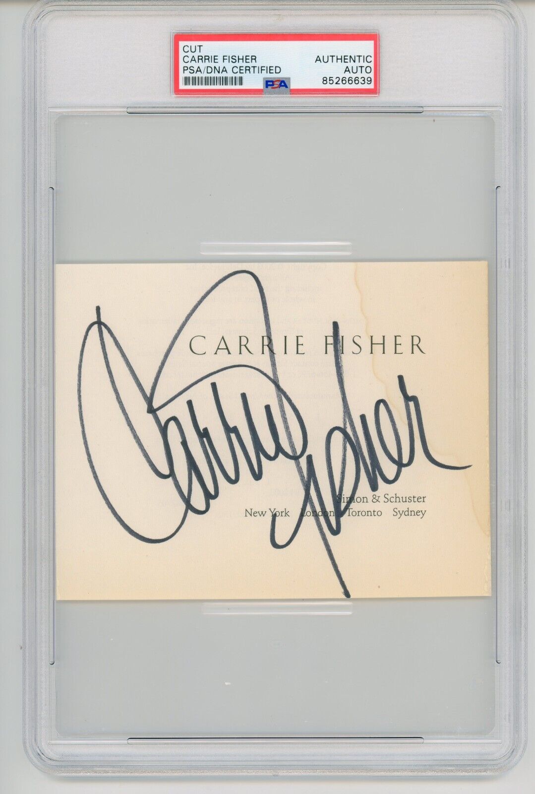 Carrie Fisher ~ Signed Autographed Authentic Signature Cut ~ PSA DNA Encased