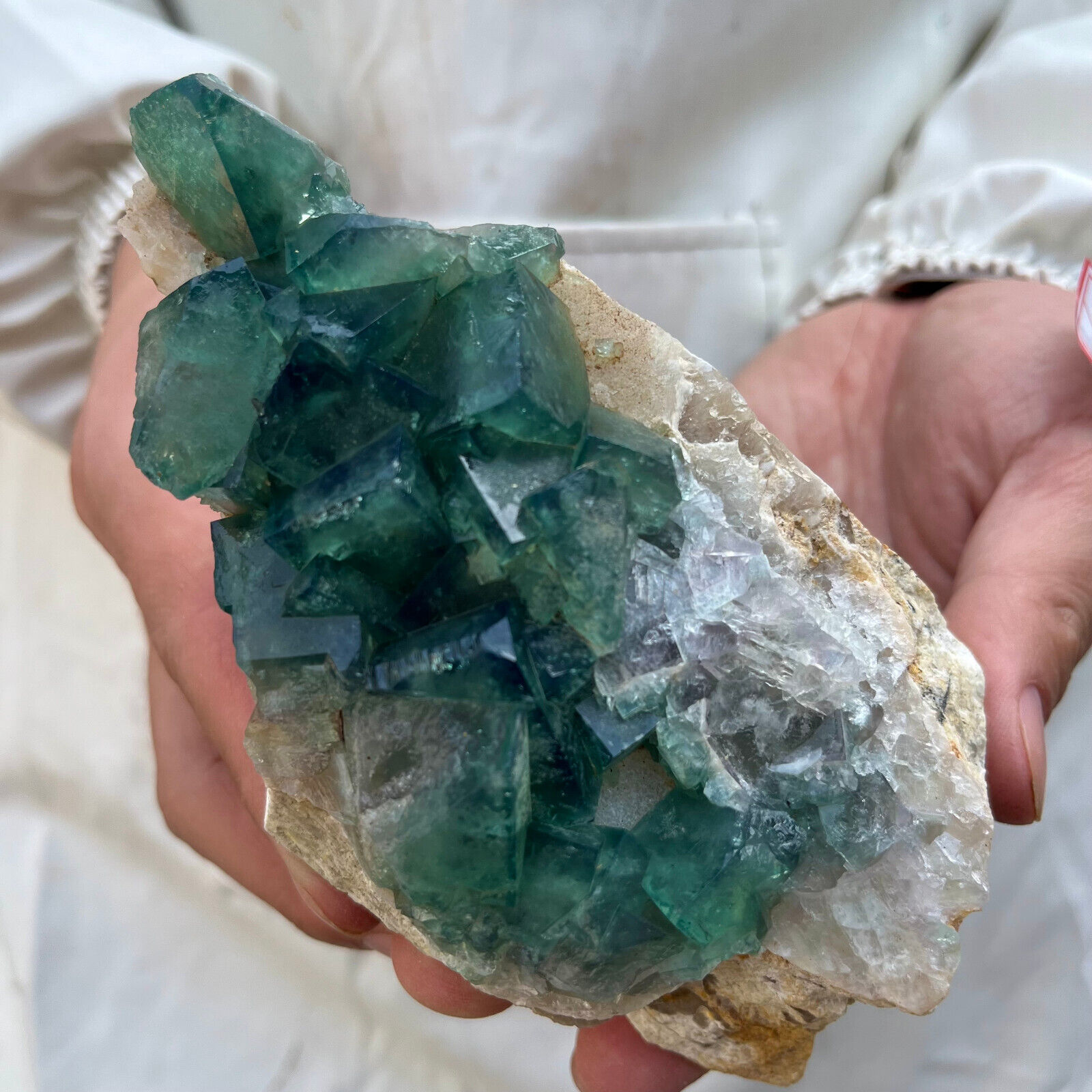 645g NATURAL Green Cube FLUORITE Quartz Crystal Cluster Mineral Specimen