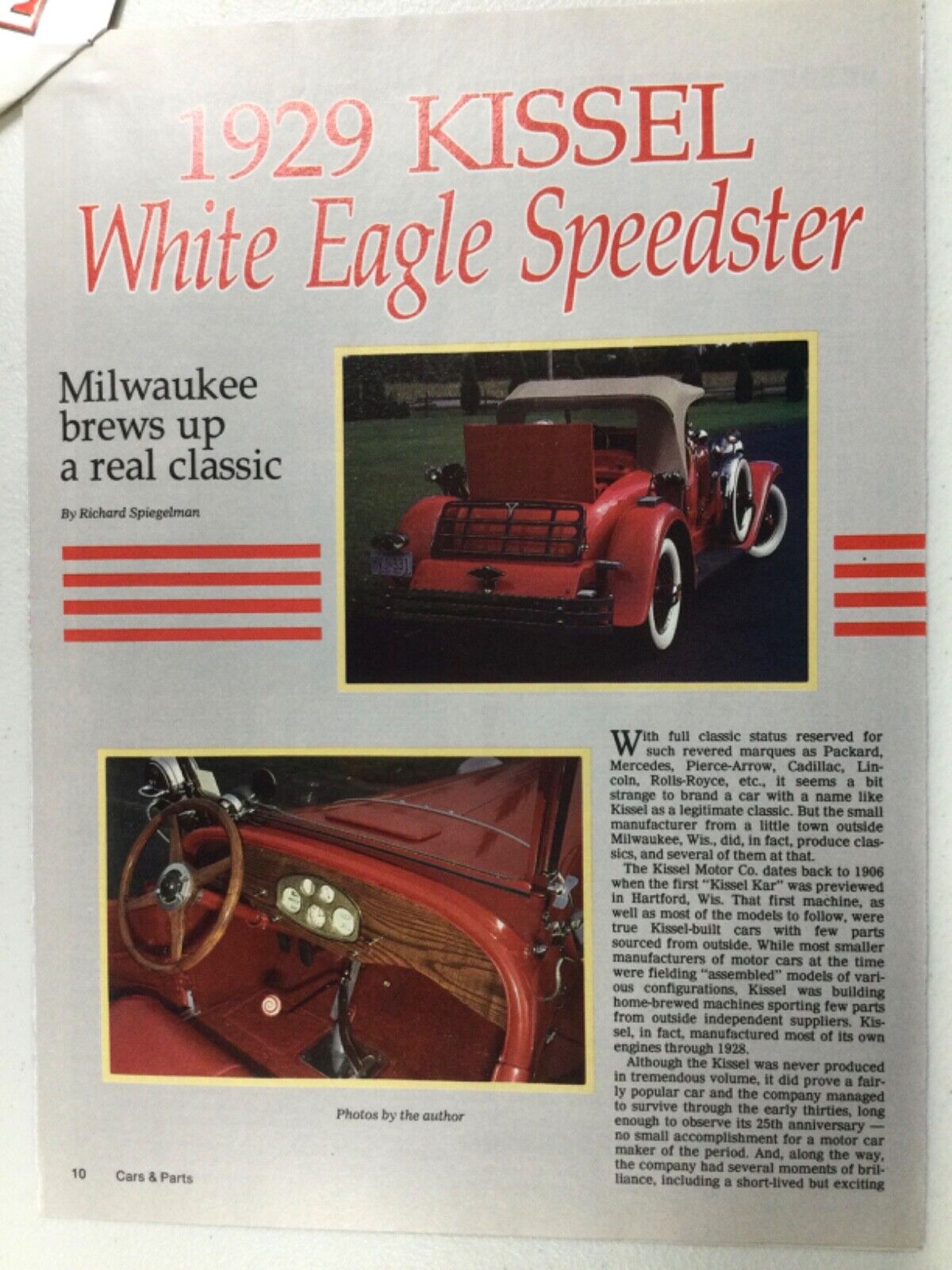 KKKMISC09 Vintage Article 1929 Kissel White Eagle Roadster Nov 1983 4 page