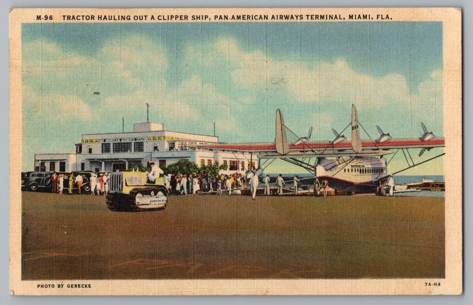 Tractor Hauling Clipper Ship Pan Am Airways Terminal Miami Florida Postcard