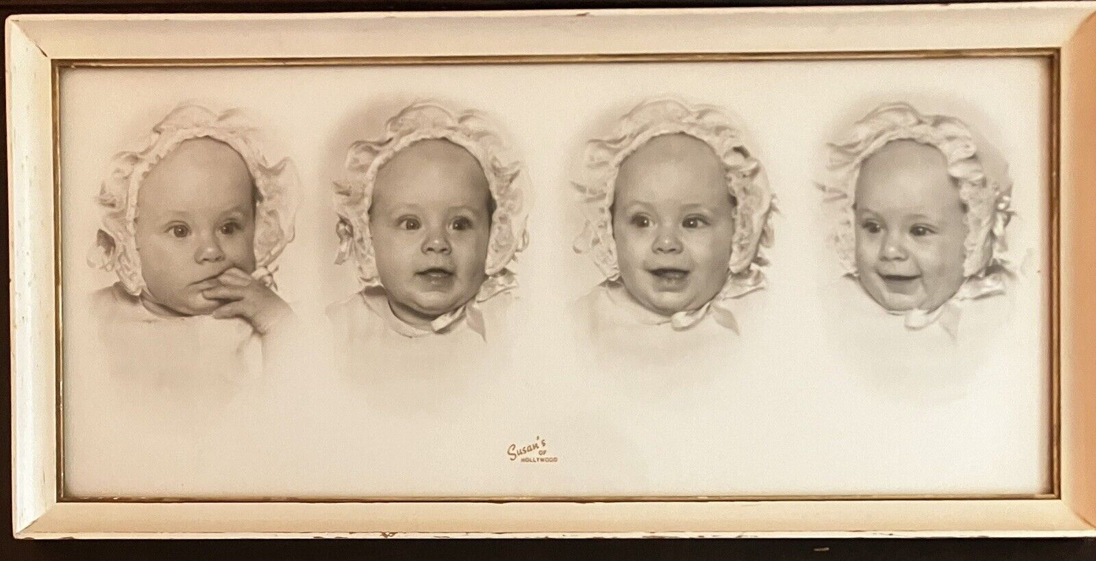 VINTAGE Framed series Of Four Baby Photo’s from “Susan’s of HOLLYWOOD”