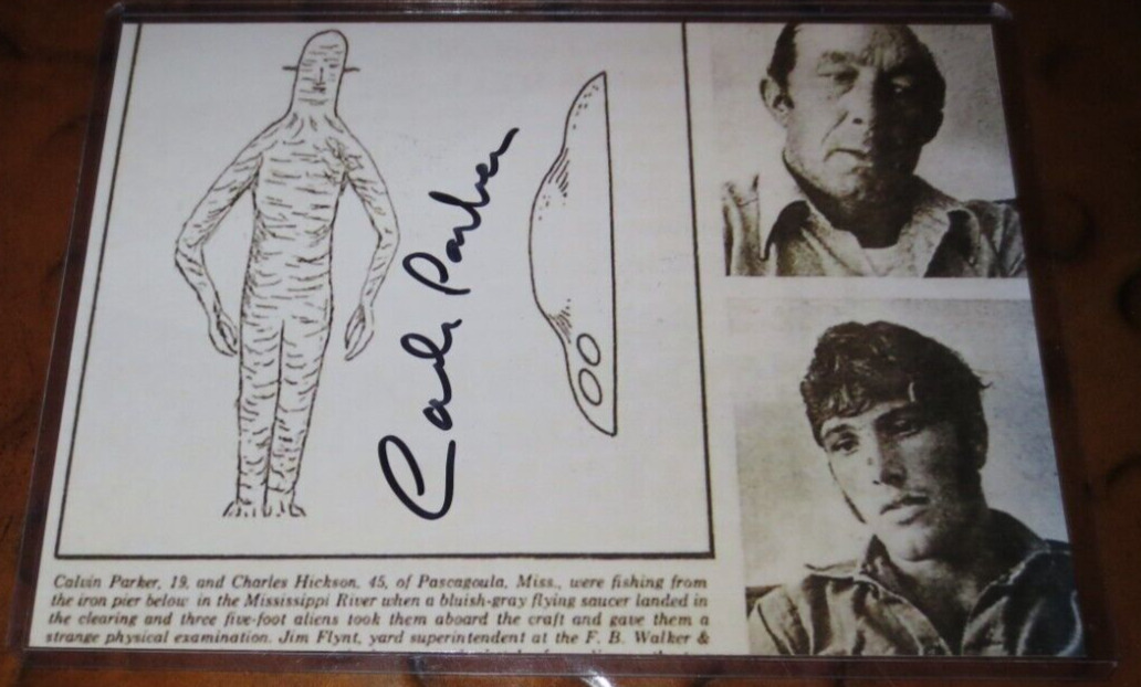 Calvin Parker UFO Abductee signed autographed photo Pascagoula Mississippi 73