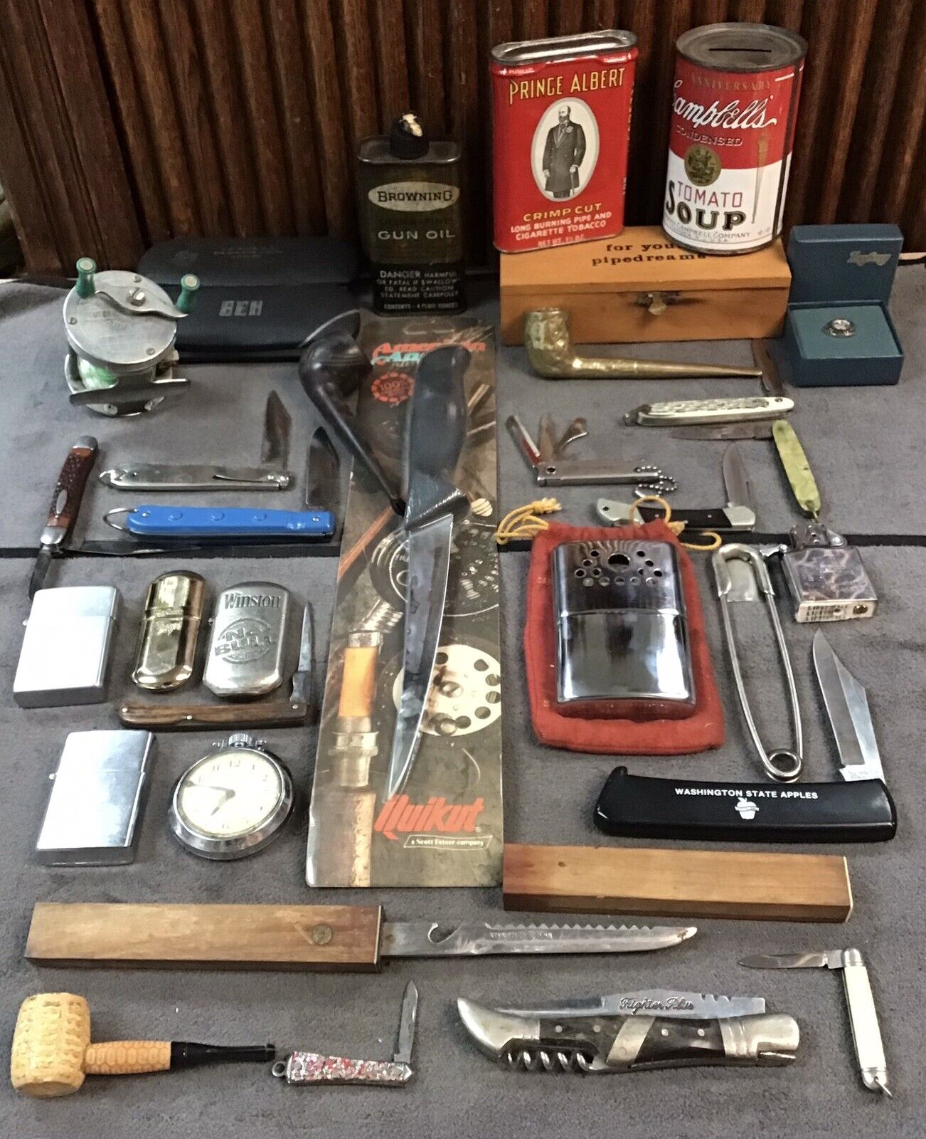 Vintage Junk Drawer Lot Pocket Knives Lighters Collectibles Estate Lot