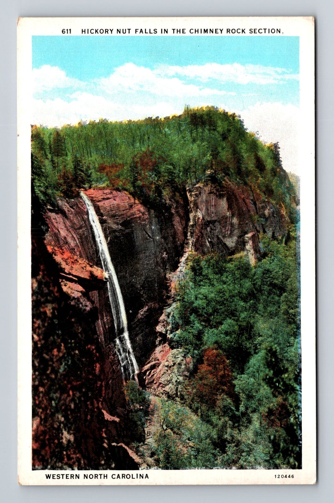Chimney Rock NC-North Carolina, Hickory Nut Falls, Antique Vintage Postcard