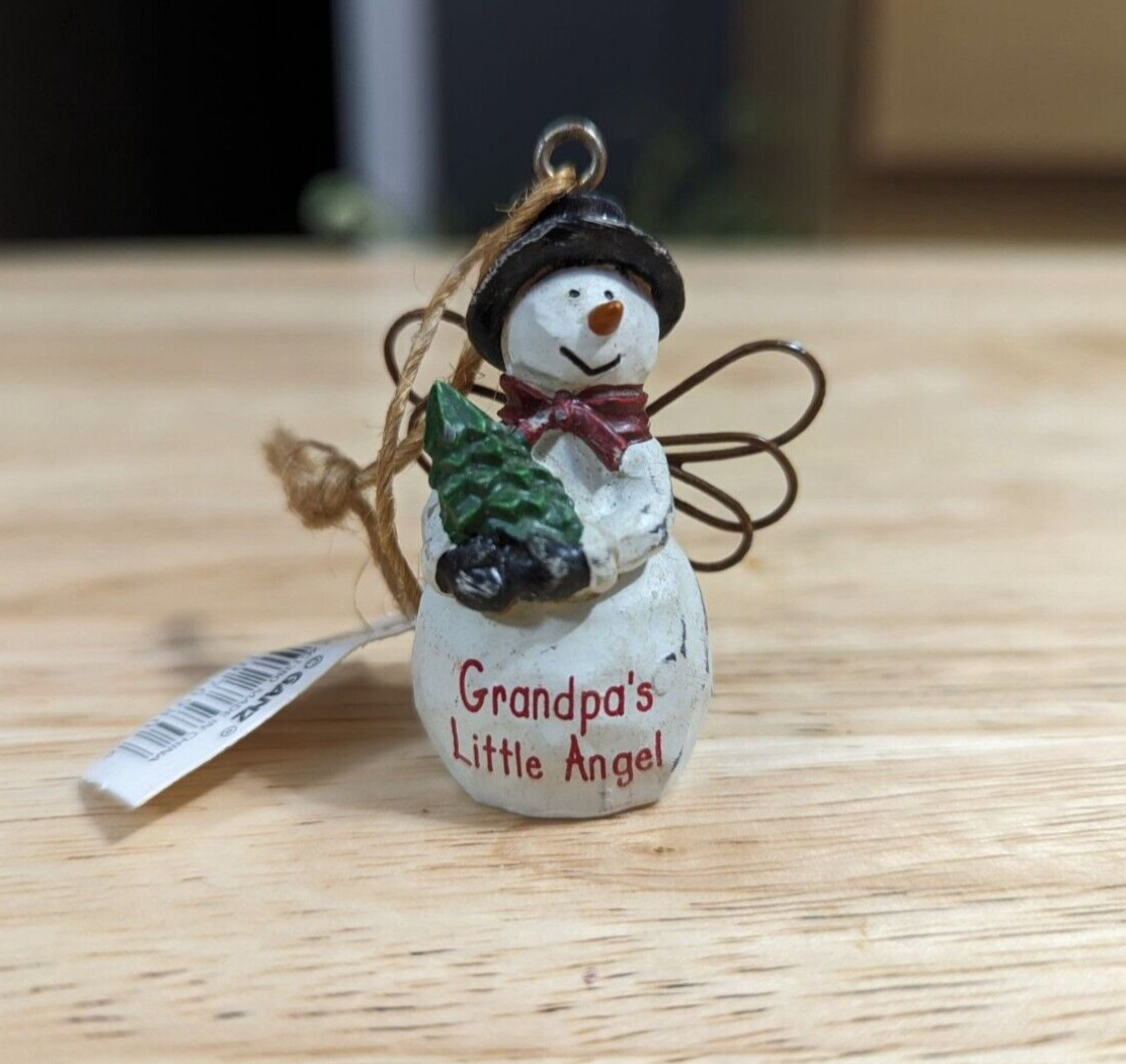 Ganz Mini ornament Christmas Holiday rustic winged snowman Grandpa\'s Lil Angel