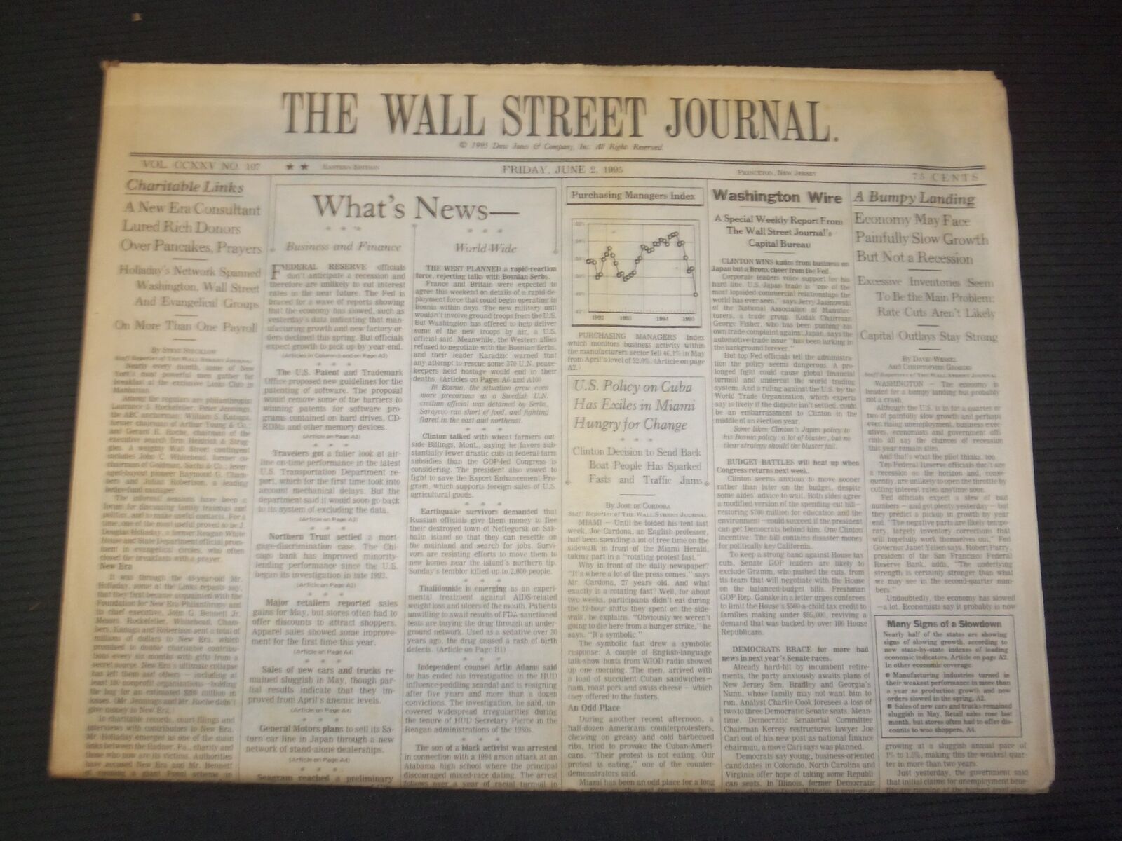 1995 JUNE 2 THE WALL STREET JOURNAL - ECONOMY FACE PAINFULLY SLOW GROWTH- WJ 189