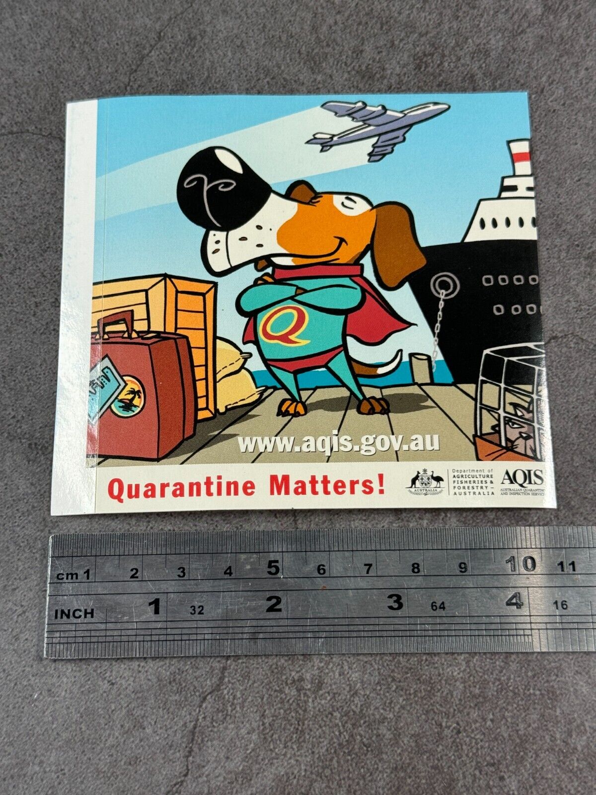 Vintage AQIS Quarantine Matters - 1990s/00s Advertising Sticker QANTAS/AVIS etc