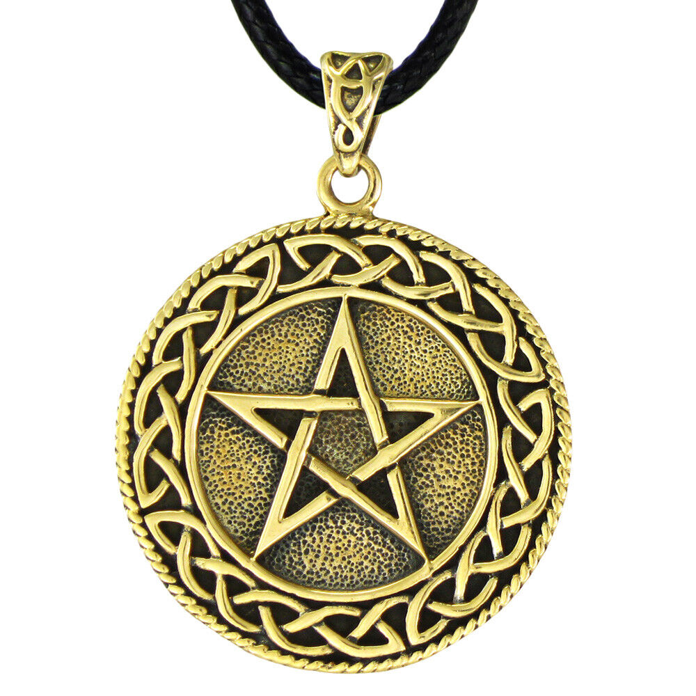 Bronze Celtic Knot Pentacle Pendant - Pentagram Knotwork Wiccan Pagan Necklace