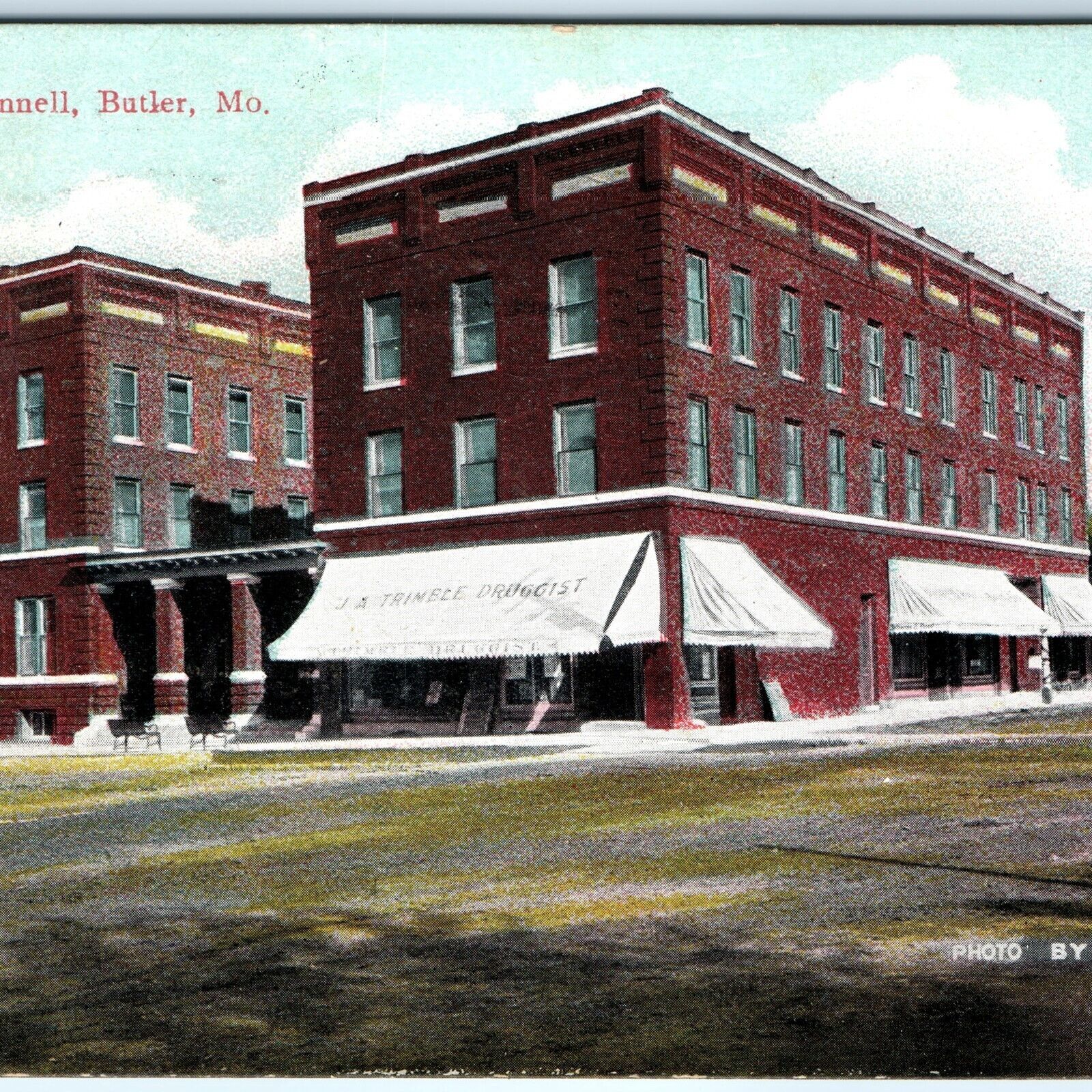 c1900s Butler, MO Early Hotel Pennell Downtown Druggist Store Photo Liddil A186